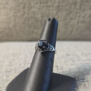 Sophisticated Black Onyx Sterling Silver Ring Size 6 Marked 925